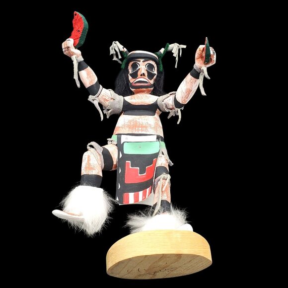 Vintage Clown Kachina Gary Largo Katsina Koshsare Hano Glutton with Watermelon - Picture 6 of 12